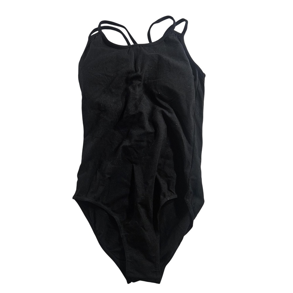 Daydance Bodysuit Womens Large Black Strappy Lined Dance Leotard Stretch
